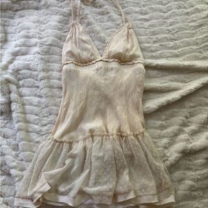 SHEIN Cream Backless Dress with Spaghetti Straps